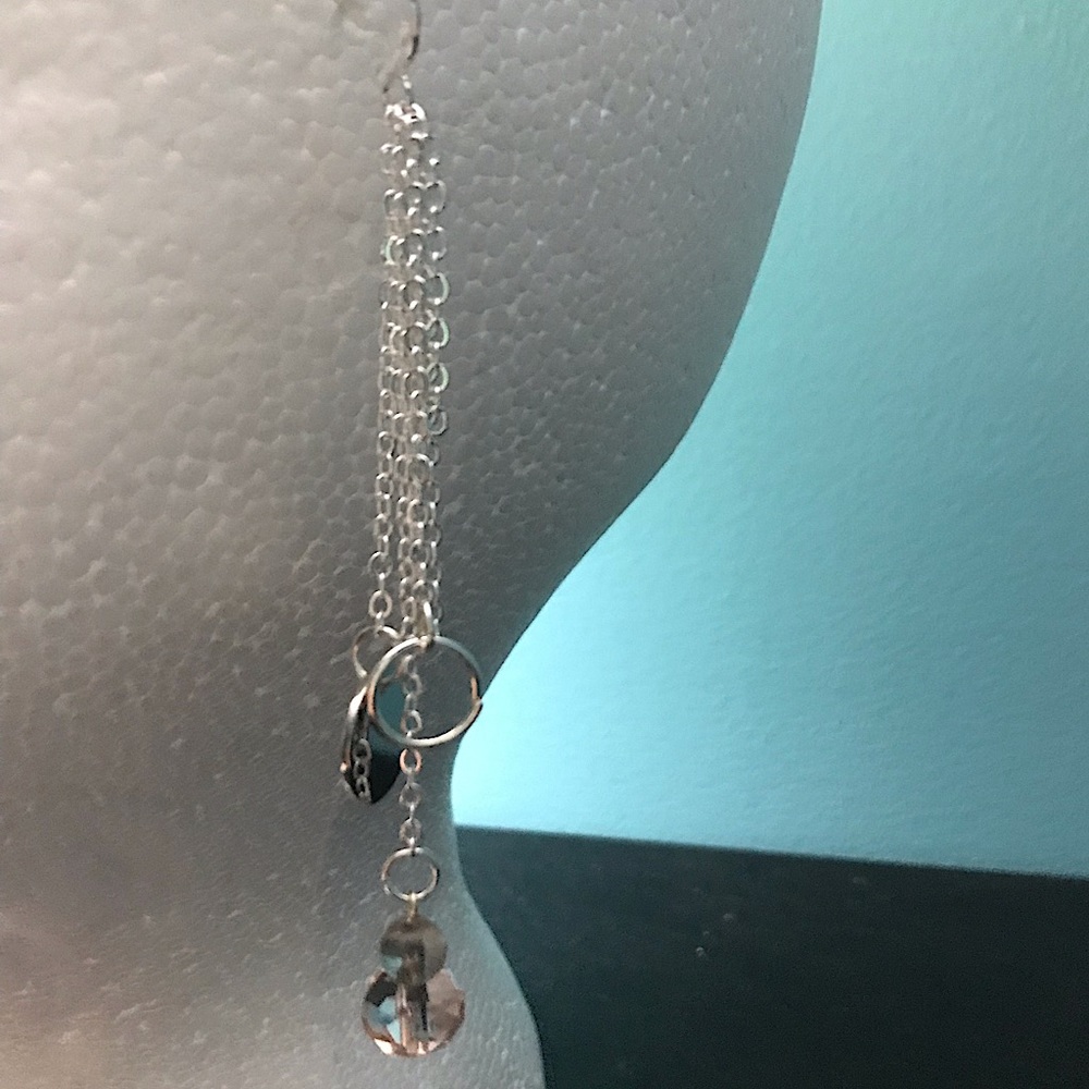 Pink Crystal Drop Earrings with Chains and Circles. ~Elegant Moon🌙